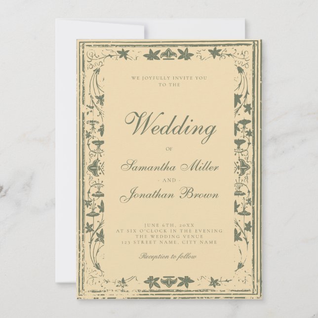 Vintage Ivory Story Book Wedding Invitation