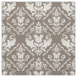 Vintage Ivory Taupe Damask Stylish Pattern Fabric