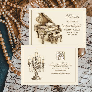 Vintage Ivory Timeless QR Code Details Wedding Enclosure Card