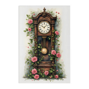 Vintage Ivy Rose Grandfather Clock Acrylic Print