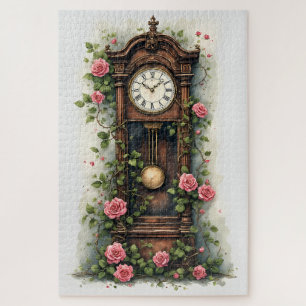 Vintage Ivy Rose Grandfather Clock Jigsaw Puzzle