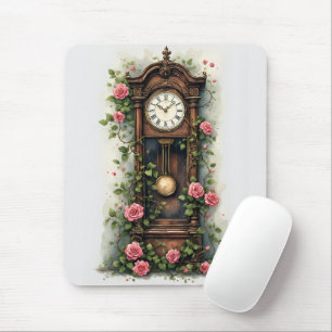 Vintage Ivy Rose Grandfather Clock Mouse Pad