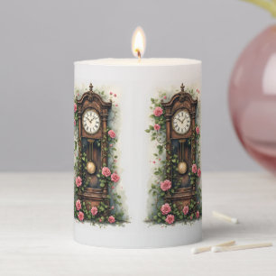 Vintage Ivy Rose Grandfather Clock Pillar Candle