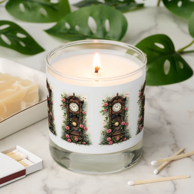 Vintage Ivy Rose Grandfather Clock Scented Candle (Lit)