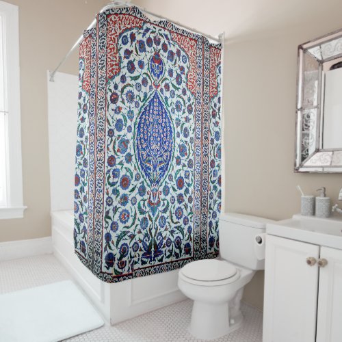 Vintage iznik panel shower curtain