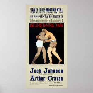 Vintage Jack Johnson vs Arthur Cravan Fight Poster