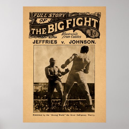 Vintage Jack Johnson vs Jim Jeffries Magazine Poster