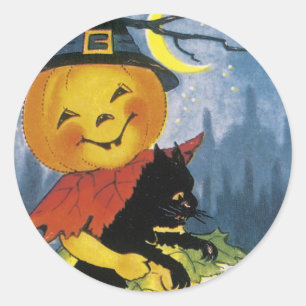 Vintage Jack o' Lantern Child Classic Round Sticker