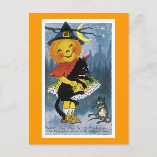 Vintage Jack o Lantern Child Postcard