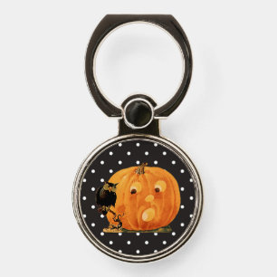 Vintage Jack O Lantern & Owl  Phone Ring Stand