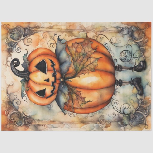 Vintage Jack O Lantern Pumpkin Decoupage Paper (Front)