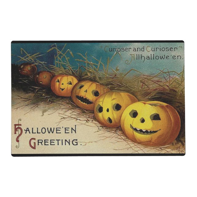 Vintage Jack O Lanterns in Hay Halloween Placemat (Front)