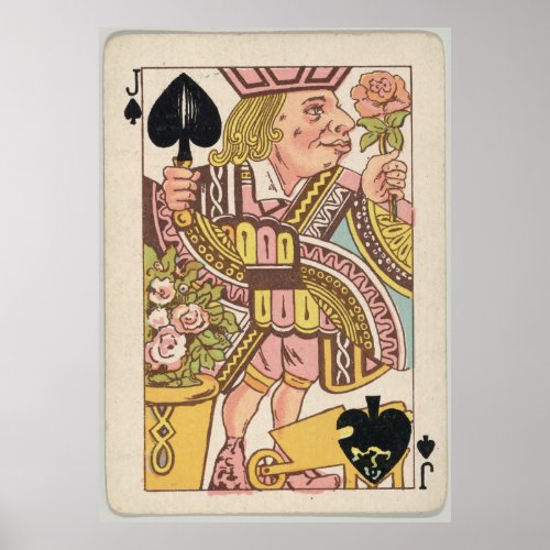 Vintage Jack of Spades Playing Card Illustration Poster