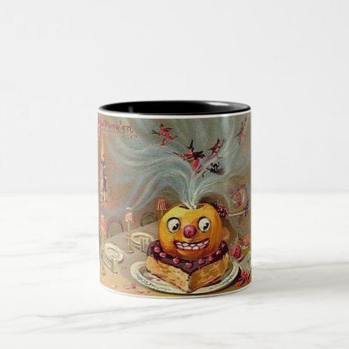 Vintage Jack oLantern with Witches Two_Tone Coffee Mug