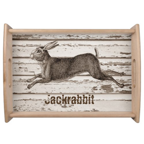 Vintage Jack Rabbit Hare Illustration Cabin Dcor Serving Tray