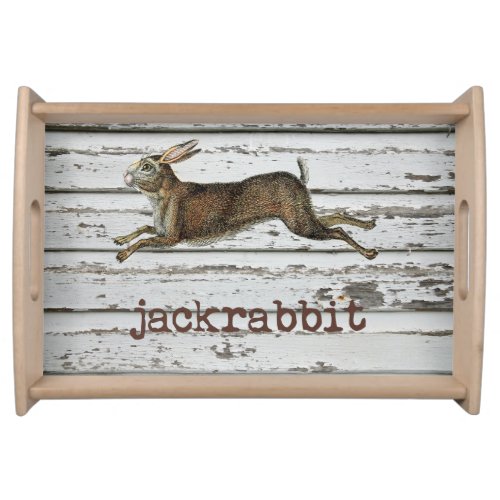 Vintage Jack Rabbit Hare Illustration Cabin Decor Serving Tray