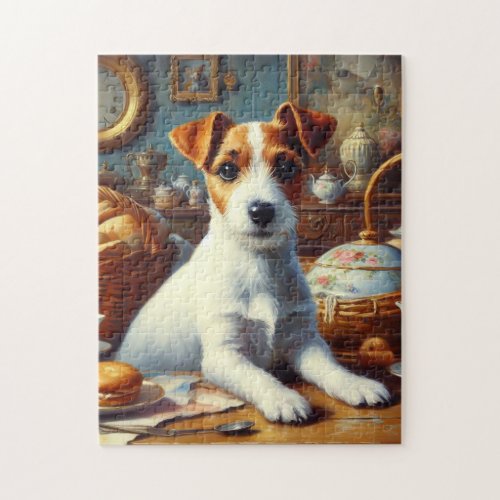 Vintage Jack Russell Terrier Painting Jigsaw Puzzle