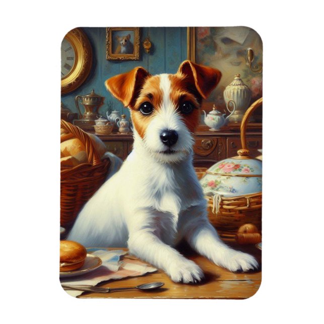 Vintage Jack Russell Terrier Painting Magnet (Vertical)