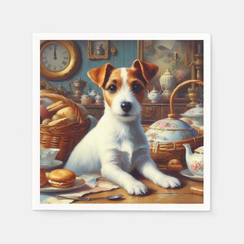 Vintage Jack Russell Terrier Painting Napkins