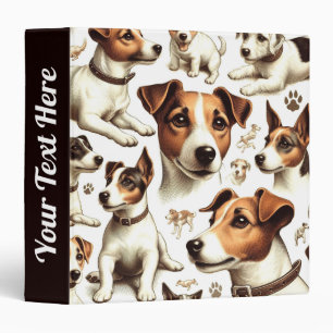 Vintage Jack Russell Terrier Seamless 3 Ring Binder