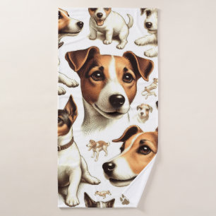 Vintage Jack Russell Terrier Seamless Bath Towel
