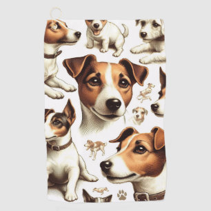 Vintage Jack Russell Terrier Seamless Golf Towel