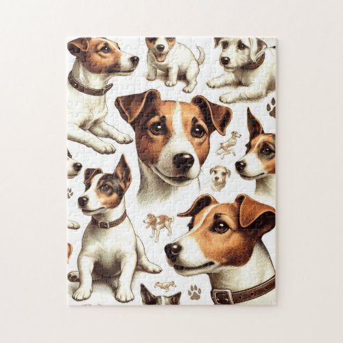Vintage Jack Russell Terrier Seamless Jigsaw Puzzle