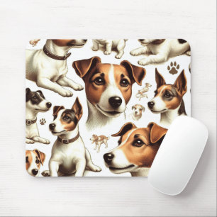 Vintage Jack Russell Terrier Seamless Mouse Pad