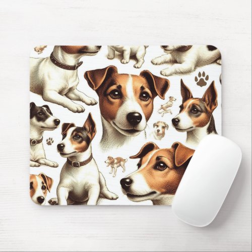 Vintage Jack Russell Terrier Seamless Mouse Pad