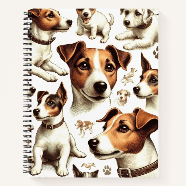 Vintage Jack Russell Terrier Seamless Notebook (Front)
