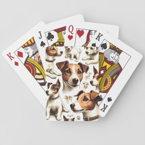 Vintage Jack Russell Terrier Seamless Playing Cards