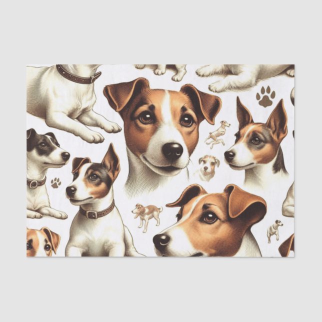 Vintage Jack Russell Terrier Seamless Tissue Paper (Front)