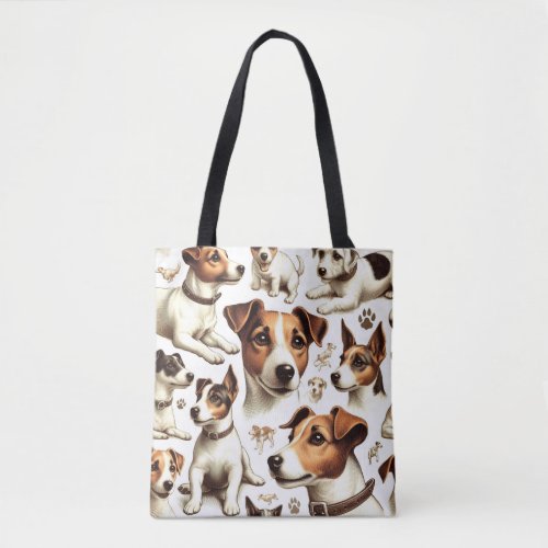 Vintage Jack Russell Terrier Seamless Tote Bag