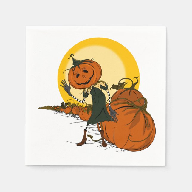Vintage Jackolantern Halloween Napkins (Front)