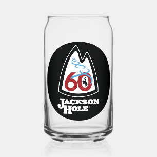 Vintage Jackson Hole Ski Resort wyoming gits Can Glass