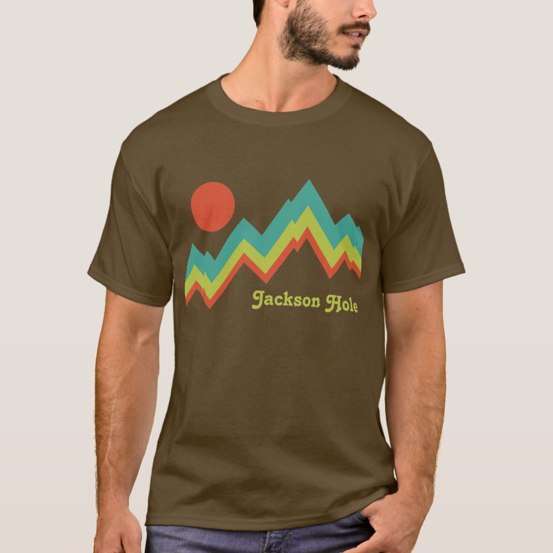 T-shirt Vintage Jackson Hole Prairie Mountain - Single Stitch, Imprimé Fade - Taille XL Homme