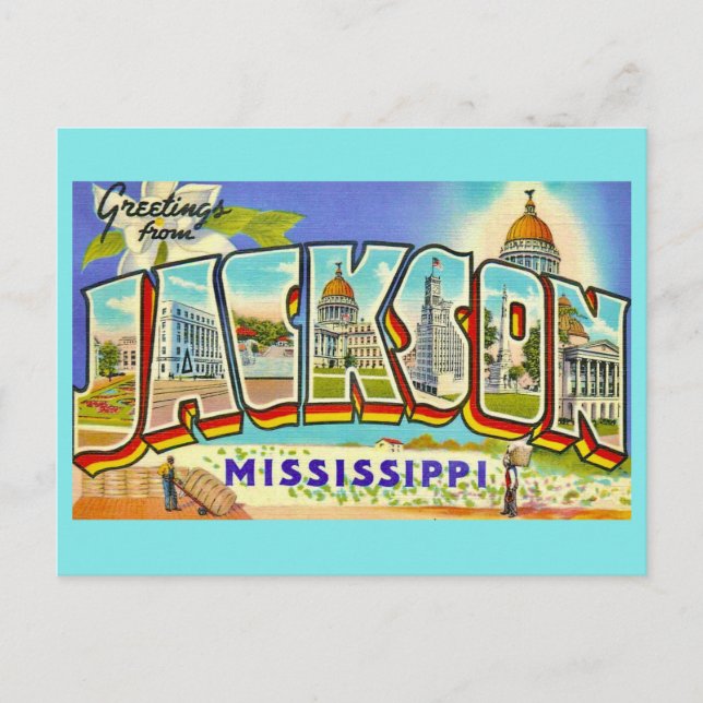 Vintage Jackson Miss Greetings  Postcard (Front)