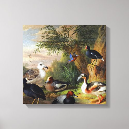 Vintage Jakob Bogdani Birds in a Landscape  Canvas Print