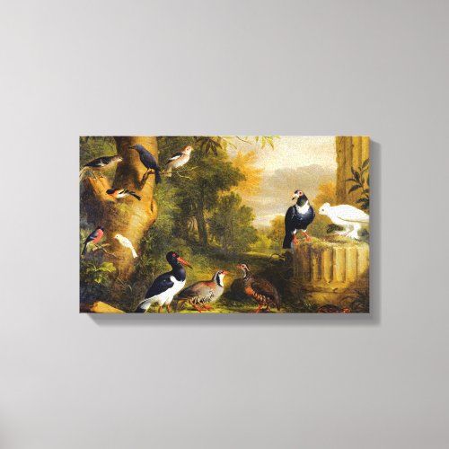 Vintage Jakob Bogdani Birds in a Landscape  Canvas Print