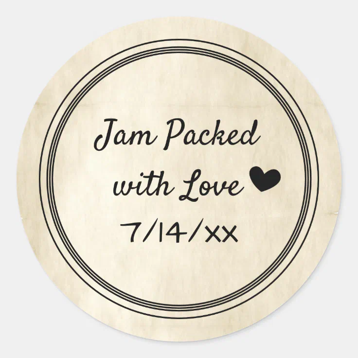 Vintage Jam Packed With Love Canning Jar Label | Zazzle