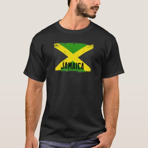 Vintage Jamaica Flag Heritage Roots Jamaican Pride T_Shirt