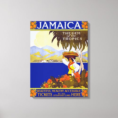 Vintage Jamaica Gem of the Tropics Travel Canvas Print