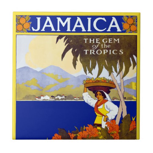 Vintage Jamaica Gem of the Tropics Travel Ceramic Tile