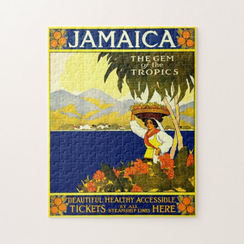 Vintage Jamaica Travel Illustration Jigsaw Puzzle