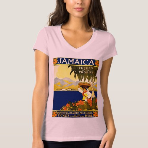 Vintage Jamaica Travel Illustration Poster T_Shirt