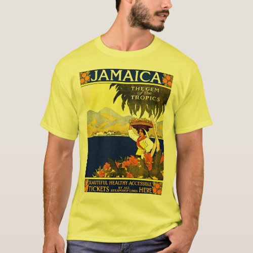 Vintage Jamaica Travel Illustration Poster T_Shirt