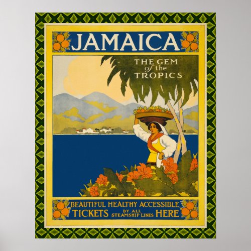 Vintage Jamaica Travel Poster