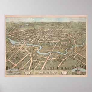 Vintage Jamestown NY Map (1871) Poster