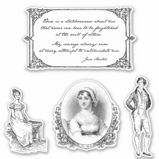 Vintage Jane Austen Quote and Engravings Sticker (Front)