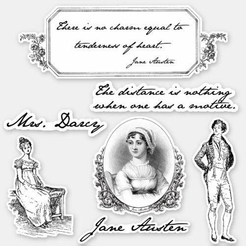 Vintage Jane Austen Quotes and Engravings Sticker